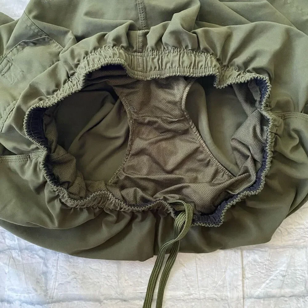 Puritan men XL pull on swim trunks w/elastic drawstring waist olive green